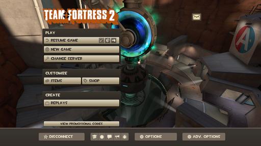 Team Fortress 2 - Заставка в виде сражения ботов в главном меню.
