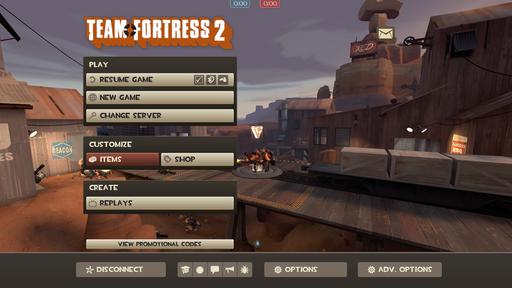 Team Fortress 2 - Заставка в виде сражения ботов в главном меню.